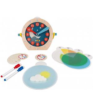 Janod J05076 - Aprender la Hora - Juego Educativo de Madera para Niños Pequeños - Aprender Los Números y Matemáticas - Pintura a